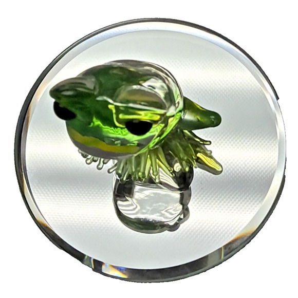Vintage Glass Baron Green Frog On Mirror Smiling - Picture 9 of 12